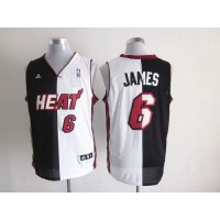 Miami Heat #6 LeBron James Black/White Split Fashion Stitched NBA Jersey