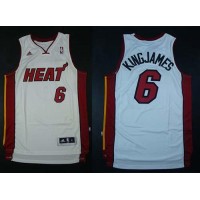 Miami Heat #6 LeBron James White Nickname King James Stitched NBA Jersey