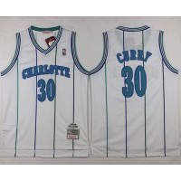 Mitchell And Ness Charlotte Hornets #30 Dell Curry White Throwback Stitched NBA Jersey