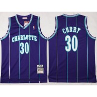 Mitchell And Ness Charlotte Hornets #30 Dell Curry Purple Throwback Stitched NBA Jersey