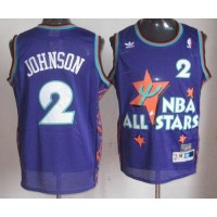 Charlotte Hornets #2 Larry Johnson Purple 1995 All-Star Throwback Stitched NBA Jersey