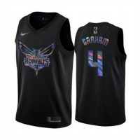 Nike Charlotte Hornets #4 Devonte' Graham Men's Iridescent Holographic Collection NBA Jersey - Black