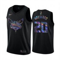 Nike Charlotte Hornets #20 Gordon Hayward Men's Iridescent Holographic Collection NBA Jersey - Black