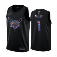 Nike Charlotte Hornets #1 Malik Monk Men's Iridescent Holographic Collection NBA Jersey - Black