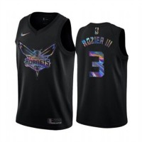 Nike Charlotte Hornets #3 Terry Rozier III Men's Iridescent Holographic Collection NBA Jersey - Black