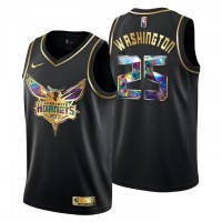 Charlotte Charlotte Hornets #25 P.J. Washington Men's Golden Edition Diamond Logo 2021/22 Swingman Jersey - Black