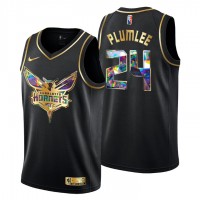 Charlotte Charlotte Hornets #24 Mason Plumlee Men's Golden Edition Diamond Logo 2021/22 Swingman Jersey - Black