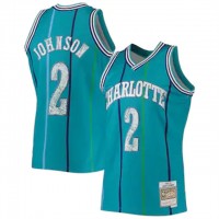 Nike Charlotte Hornets #2 Larry Johnson Mitchell & Ness 1996-97 Hardwood Classics NBA 75th Anniversary Diamond Swingman Jersey - Teal
