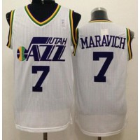 Utah Jazz #7 Pete Maravich White Throwback Stitched NBA Jersey