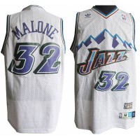 Utah Jazz #32 Karl Malone White Throwback Stitched NBA Jersey