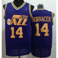 Utah Jazz #14 Jeff Hornacek Purple Throwback Stitched NBA Jersey