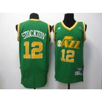 Utah Jazz #12 John Stockton Green Throwback Stitched NBA Jersey