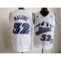 Utah Jazz #32 Karl Malone White Throwback Stitched NBA Jersey