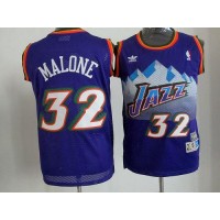 Utah Jazz #32 Karl Malone Purple Throwback Stitched NBA Jersey