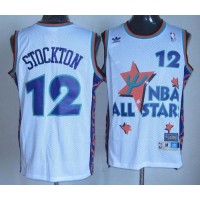 Utah Jazz #12 John Stockton White 1995 All-Star Throwback Stitched NBA Jersey