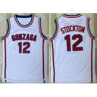 Utah Jazz #12 John Stockton White Gonzaga Bulldogs College Stitched NBA Jersey