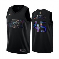 Nike Utah Jazz #45 Donovan Mitchell Men's Iridescent Holographic Collection NBA Jersey - Black