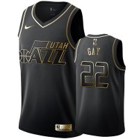 Nike Utah Jazz #22 Rudy Gay Men's Black Golden Edition Swingman NBA Jersey