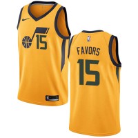 Nike Utah Jazz #15 Derrick Favors Yellow NBA Swingman Statement Edition Jersey