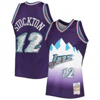 Nike Utah Jazz #12 John Stockton Mitchell & Ness 1996-97 Hardwood Classics NBA 75th Anniversary Diamond Swingman Jersey - Purple