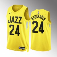 Utah Utah Jazz #24 Lauri Markkanen Men's Yellow Nike NBA 2022-23 Icon Edition Jersey
