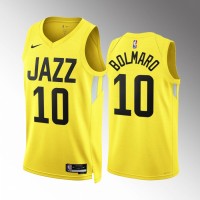 Utah Utah Jazz #10 Leandro Bolmaro Men's Yellow Nike NBA 2022-23 Icon Edition Jersey