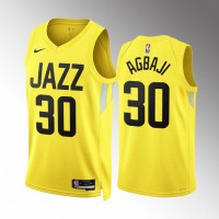 Utah Utah Jazz #30 Ochai Agbaji Men's Yellow Nike NBA 2022-23 Icon Edition Jersey