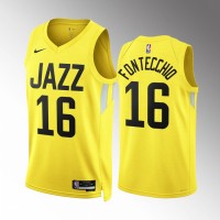 Utah Utah Jazz #16 Simone Fontecchio Men's Yellow Nike NBA 2022-23 Icon Edition Jersey