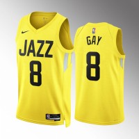 Utah Utah Jazz #8 Rudy Gay Men's Yellow Nike NBA 2022-23 Icon Edition Jersey