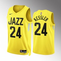 Utah Utah Jazz #24 Walker Kessler Men's Yellow Nike NBA 2022-23 Icon Edition Jersey