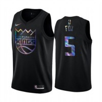 Nike Sacramento Kings #5 De_Aaron Fox Men's Iridescent Holographic Collection NBA Jersey - Black
