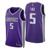 Nike Sacramento Kings #5 De'Aaron Fox Purple Men's 2021-22 NBA 75th Anniversary Diamond Swingman Jersey - Icon Edition