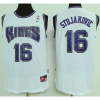Sacramento Kings #16 Peja Stojakovic White Throwback Stitched NBA Jersey