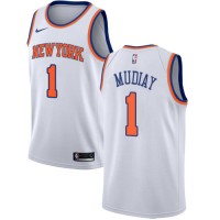 Nike New York Knicks #1 Emmanuel Mudiay White NBA Swingman Association Edition Jersey