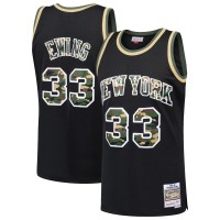 New York Knicks #33 Patrick Ewing Black Mitchell & Ness Straight Fire Camo Swingman Jersey