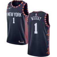 Nike New York Knicks #1 Emmanuel Mudiay Navy NBA Swingman City Edition 2018/19 Jersey