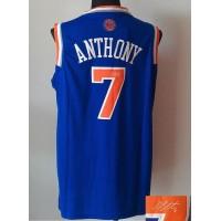 Revolution 30 Autographed New York Knicks #7 Carmelo Anthony Blue Stitched NBA Jersey
