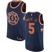 Nike New York Knicks #5 Dennis Smith Jr Navy NBA Swingman City Edition Jersey