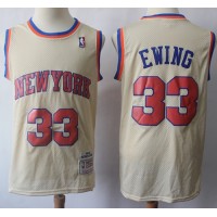 Mitchell And Ness New York Knicks #33 Patrick Ewing Cream Throwback Stitched NBA Jersey