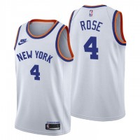 New York New York Knicks #4 Derrick Rose Men's Nike Releases Classic Edition NBA 75th Anniversary Jersey White