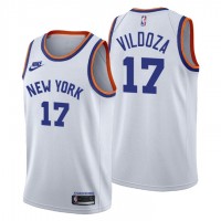 New York New York Knicks #17 Luca Vildoza Men's Nike Releases Classic Edition NBA 75th Anniversary Jersey White