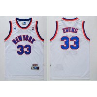 New York Knicks #33 Patrick Ewing White Throwback Stitched NBA Jersey