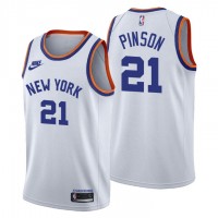 New York New York Knicks #21 Theo Pinson Men's Nike Releases Classic Edition NBA 75th Anniversary Jersey White