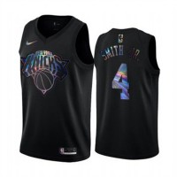 Nike New York Knicks #4 Dennis Smith Jr. Men's Iridescent Holographic Collection NBA Jersey - Black