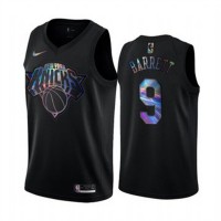 Nike New York Knicks #9 RJ Barrett Men's Iridescent Holographic Collection NBA Jersey - Black
