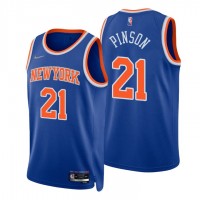 Nike New York Knicks #21 Theo Pinson Blue Men's 2021-22 NBA 75th Anniversary Diamond Swingman Jersey - Icon Edition