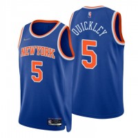 Nike New York Knicks #5 Immanuel Quickley Blue Men's 2021-22 NBA 75th Anniversary Diamond Swingman Jersey - Icon Edition