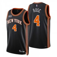 New York New York Knicks #4 Derrick Rose Men's Nike Black 2021/22 Swingman NBA Jersey - City Edition