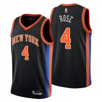 Nike New York Knicks #4 Derrick Rose Men's 2022-23 City Edition NBA Jersey - Cherry Blossom Black