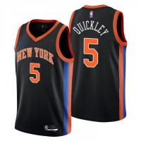 Nike New York Knicks #5 Immanuel Quickley Men's 2022-23 City Edition NBA Jersey - Cherry Blossom Black